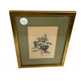 Robert Burns Signed Watercolor of Flower Framed 8"
