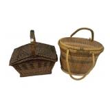 Two Woven Picnic Basket and Gathering Basket