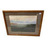 Framed Pastel Horizon Landscape, 18"h., 24"w