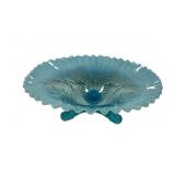 Northwood Dugan Blue Opalescent Footed Bowl 9 1/2"