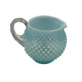 Fenton Blue Opalescent Hobnail Pitcher 5"