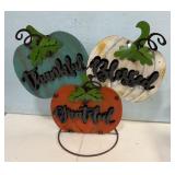 Thankful, Blessed, and Gratefull Metal Pumpkins