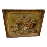 May Caron Signed Painting of  Pansies on Canvas