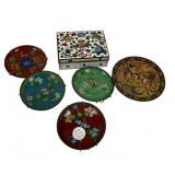 Cloisonne Enamel Trinket Box and Plates