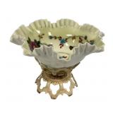 Fenton Style Glass Ruffled Bowl