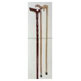 Three Hand Crafted New Walking Canes