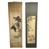 Two Japanese Scrolls Hand Painted