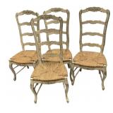 Four Distressed Country French Side Chairs