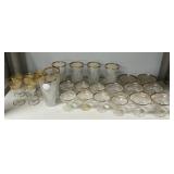 Large Set of Gold Banded Crystal Goblets and Glass