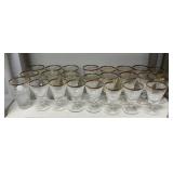 Large Set of Gold Banded Crystal Goblets