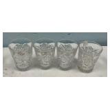 Four Cut Glass Cups 4"h