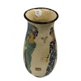 Signed Pottery Flower Vase 11"