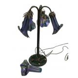 Four Glass Lily Table Lamp Signed Cook 1991