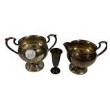 Weighted Sterling Creamer, Sugar, and Vase