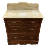 Victorian Walnut Marble Wash Stand 30"h., 30"w