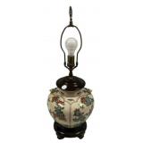 Chinese Wildwood Ceramic Urn Lamp 27"