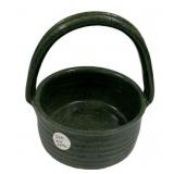 1988 Signed Pottery Glazed Basket 8"