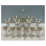 Val Saint Lambert cut crystal martini glasses and