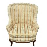 Gold Upholstered French Wing Back Arm Chair
