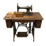 Worn Singer Sewing Machine Cabinet 28"h., 36"w
