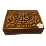 Italian inlaid wood music box 7"