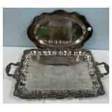 Two Silver Plate Oval and Serving Tray