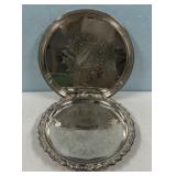 Two Round Silver Plate Trays