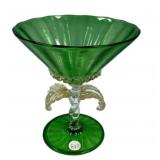 Venetian Murano Style Glass Compote 9 1/2", 8 1/2