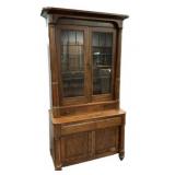 Victorian Burl Mahogany Bookcase 85"h., 42"w., 2