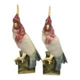 Pair of Hand Painted Ceramic Parrots 17"h