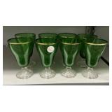 8 Green Anchor Hocking Glass Stems