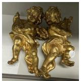 Pair of Plastic Gold Cherubs