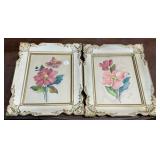 Two VTG Flower Watercolors 14" x 12"