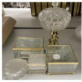 Group of Glass Jewelry Trinket Boxes, and Candy Di