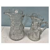 ABP Style Two Cut Glass Pitchers 10"h