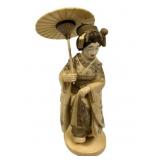 Japanese ivory Style okimono geisha with a parasol