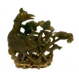 Chinese carved jade peacock or phoenix figure 7"h