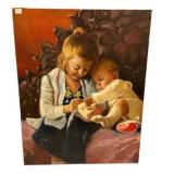 V Laricchia Painting of Children 28"h., 22"w