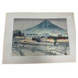 12" x 17" Japanese Mt. Fuji in the rain Block Pr