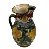 Hand Painted Signed Pitcher 8 1/2"h