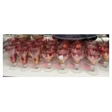 Ruby red flashed glass goblets