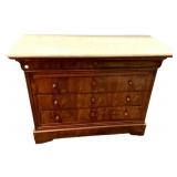 Louis Philippe Style Marble Top Walnut Commode 36"