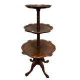 Mahogany Three Tier Pie Crust Dumbwaiter 45"