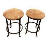 Pair of Suede Metal Twist Bar Stools 23"