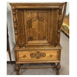 Oak Jacobean China Cabinet 64"h., 39"w
