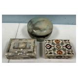 Mother of Pearl, Alabaster, and Marble Jewelry Tri