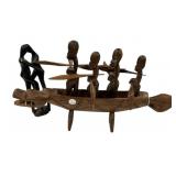 African Dog Wood Carved Boat