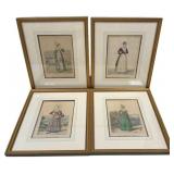 Four engravings depicts French fashion Prints 18"