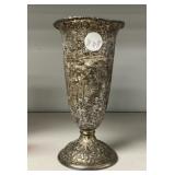 Embossed Silver Plate Goblet 8"