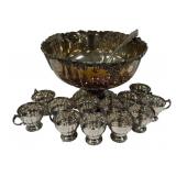 Silver Plate Punch Bowl and Cups
